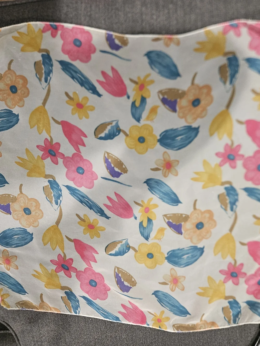 Vintage Silk Blend Floral Handkerchief Scarf Retro Cottagecore Neck Scarf